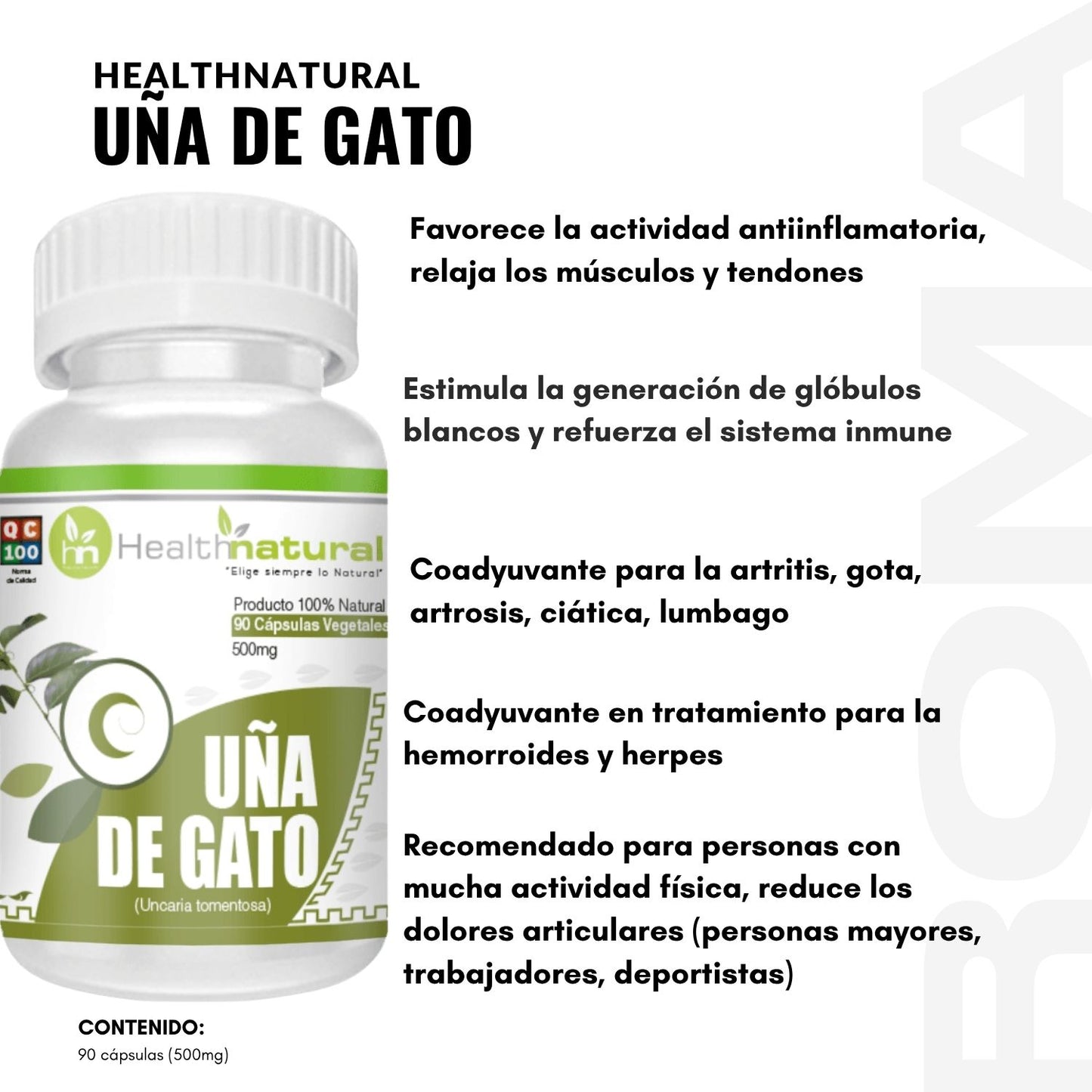UÑA DE GATO HEALTHNATURAL 500MG