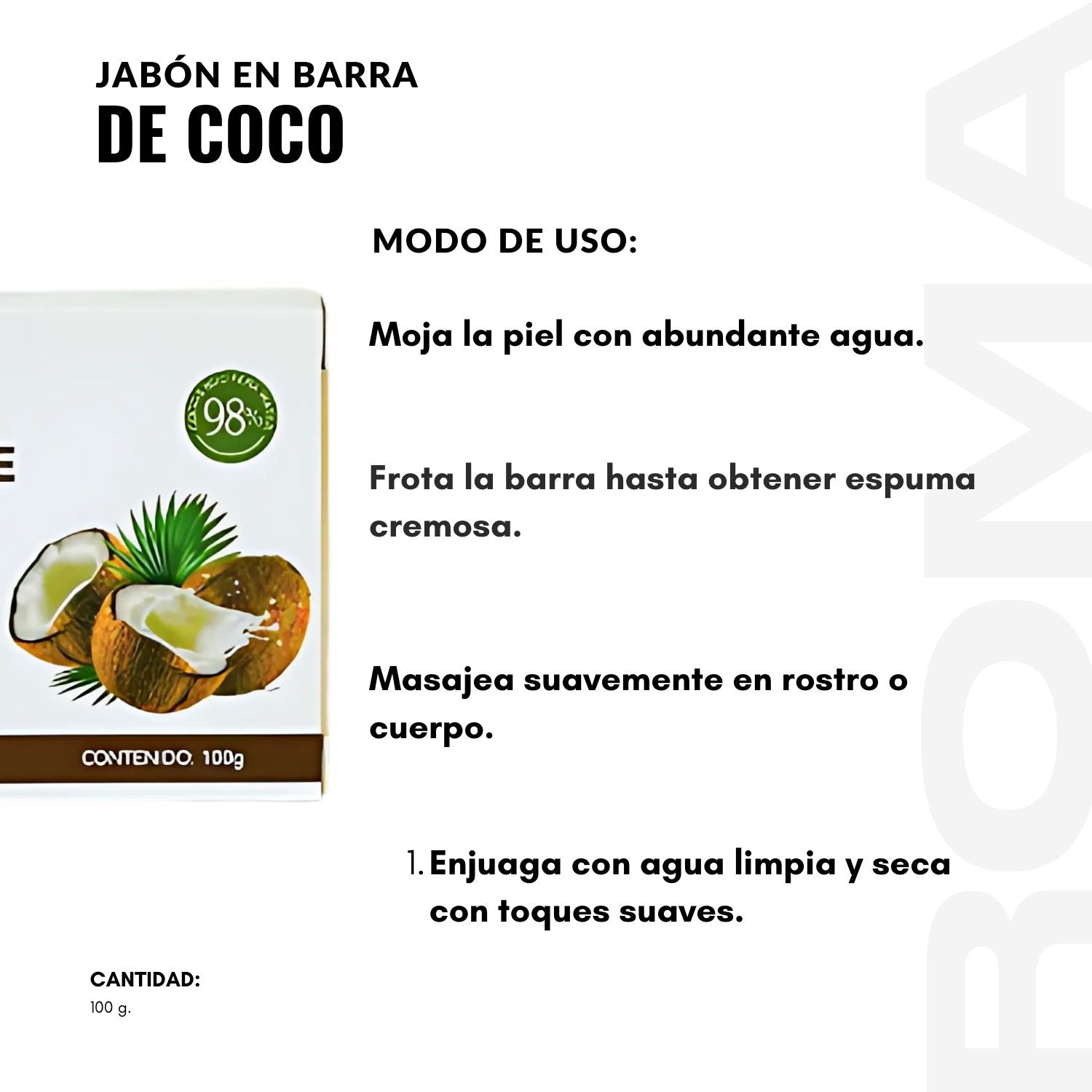 JABÓN EN BARRA DE COCO BIOAQUA 100G