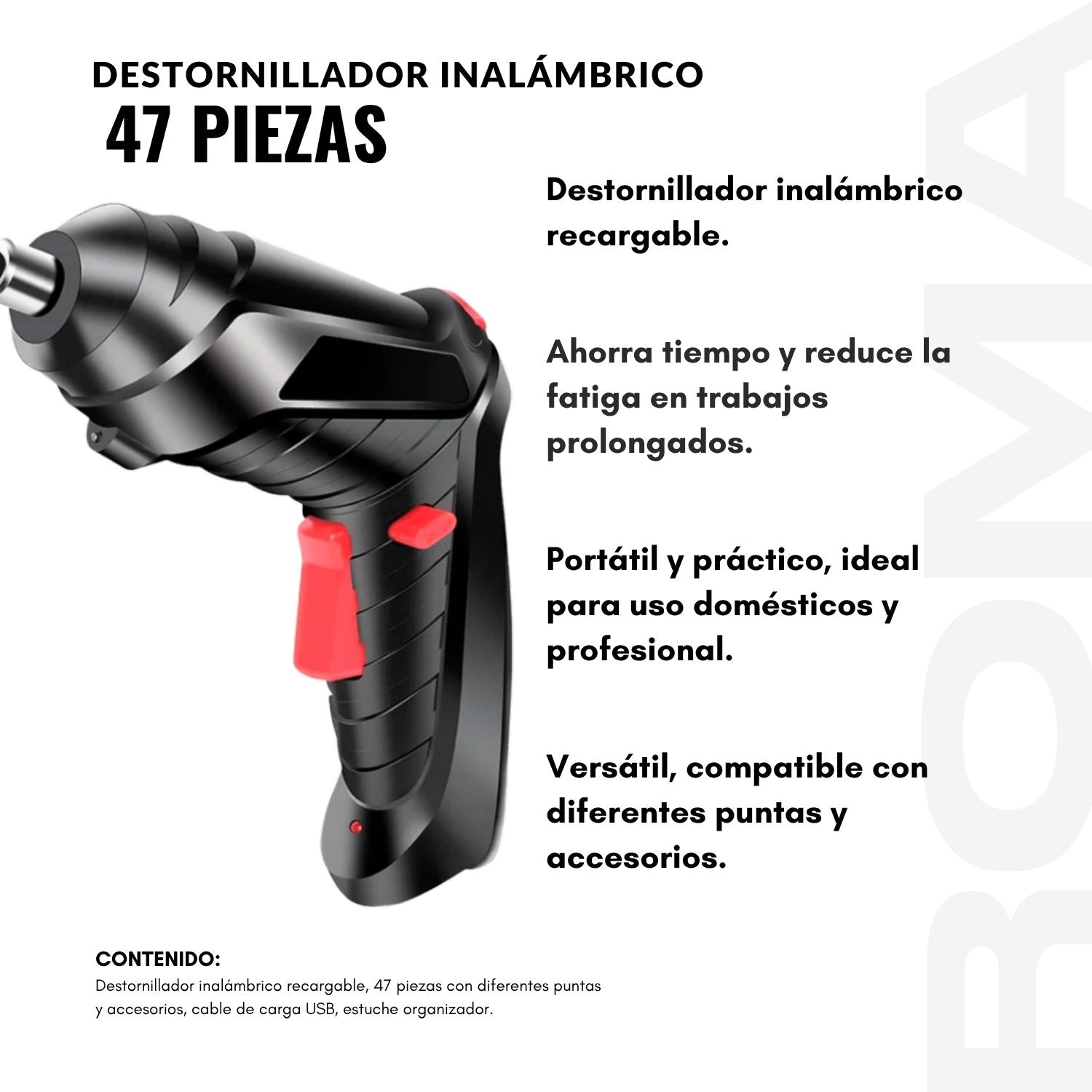 DESTORNILLADOR INALÁMBRICO 47 PIEZAS