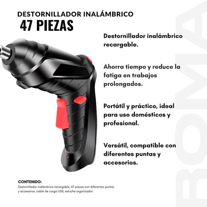 DESTORNILLADOR INALÁMBRICO 47 PIEZAS
