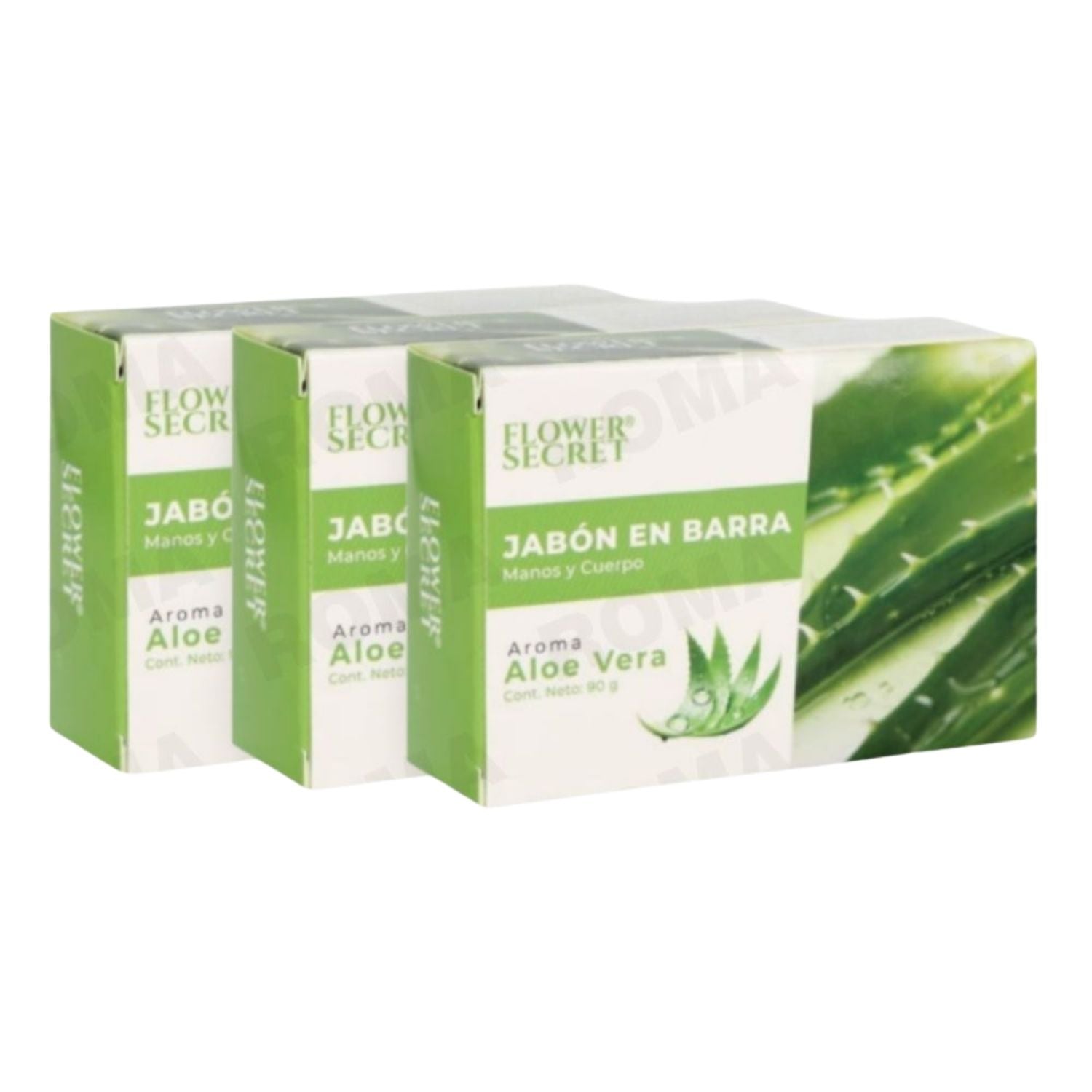 JABÓN EN BARRA AROMA A ALOE VERA 90G FLOWER SECRET
