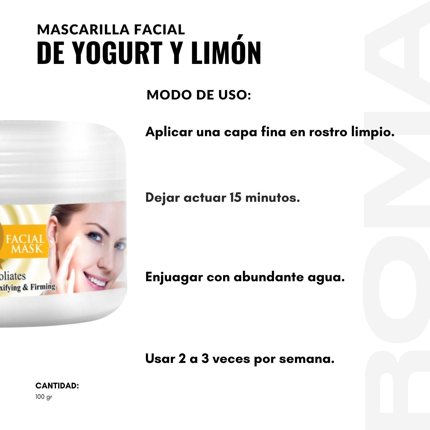 MASCARILLA FACIAL DE YOGURT Y LIMÓN 100G NEVADA