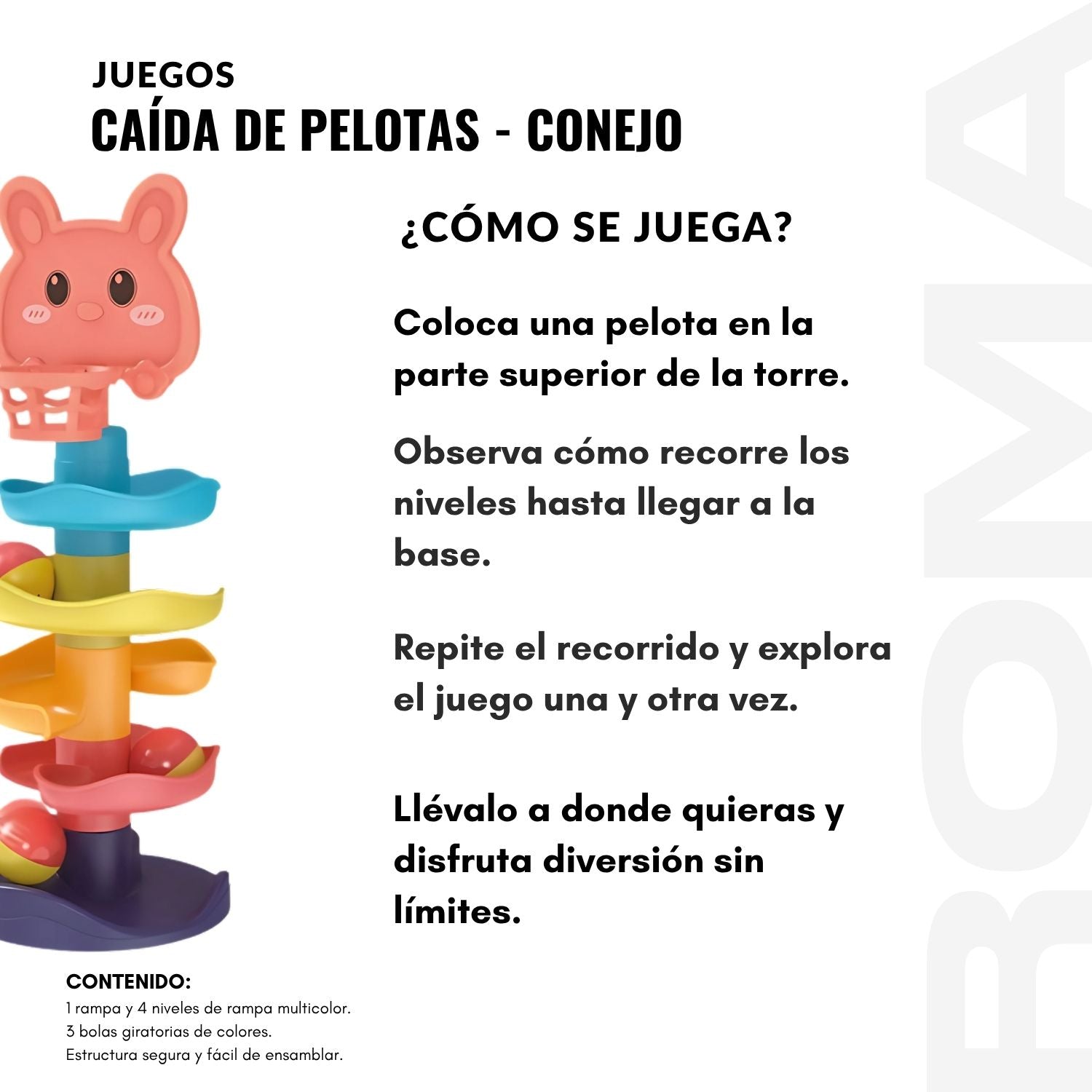 CAÍDA DE PELOTAS CONEJO 4 NIVELES - JUEGO DIDÁTICO