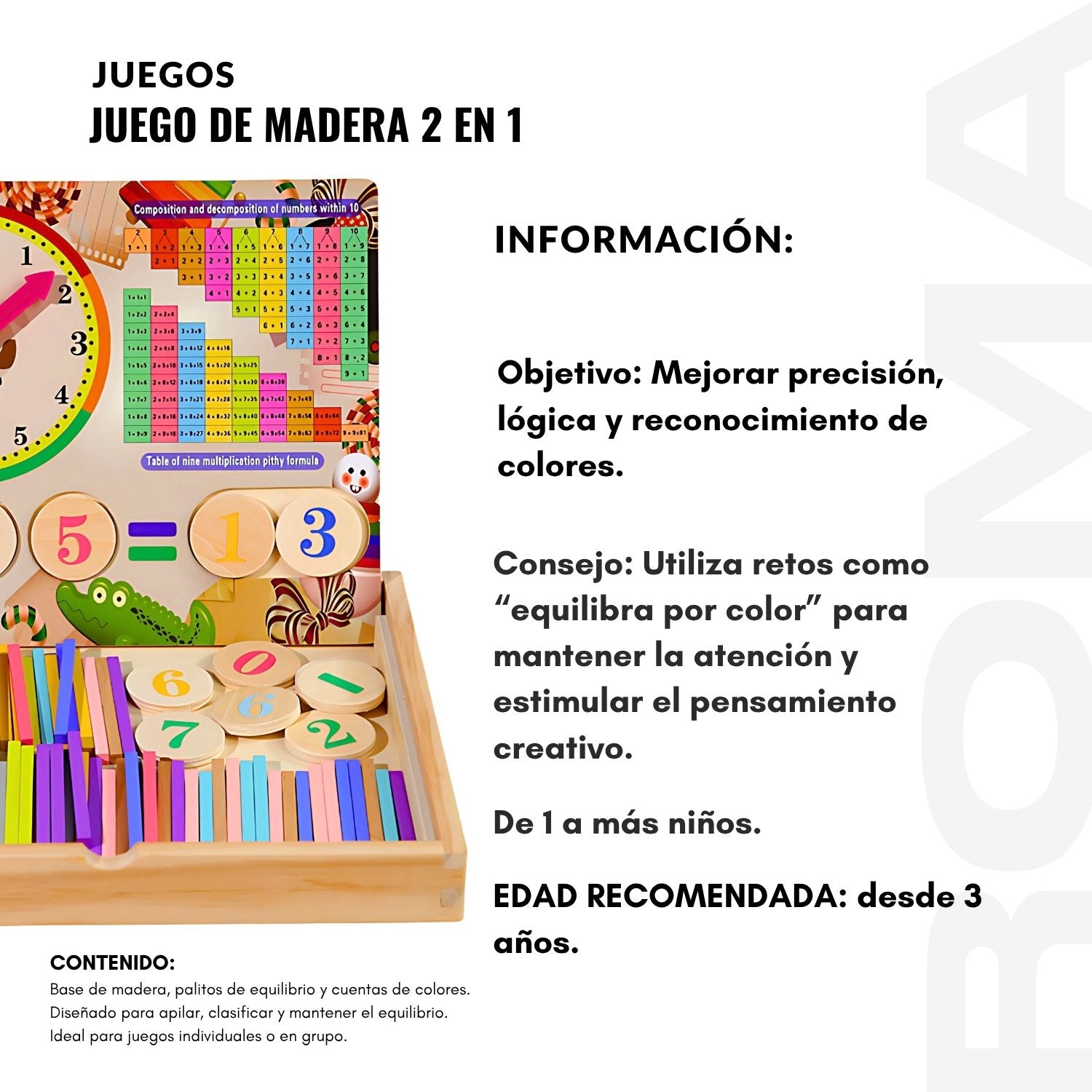 JUEGO DE MADERA 2 EN 1 EQUILIBRIO Y CUENTAS- JUEGO DIDÁTICO