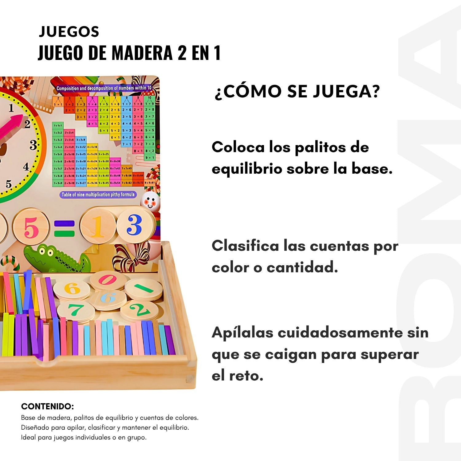 JUEGO DE MADERA 2 EN 1 EQUILIBRIO Y CUENTAS- JUEGO DIDÁTICO