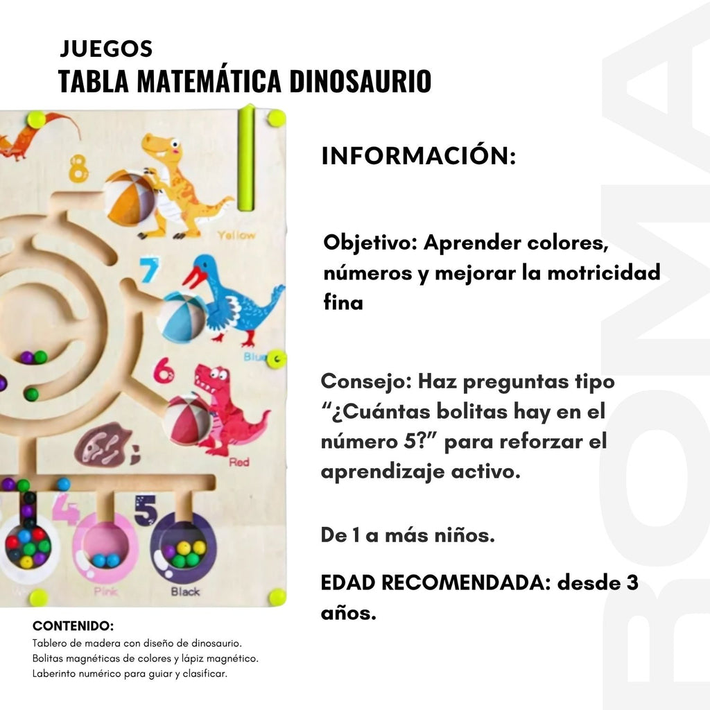 TABLA MATEMÁTICA DINOSAURIO - JUEGO EDUCATIVO