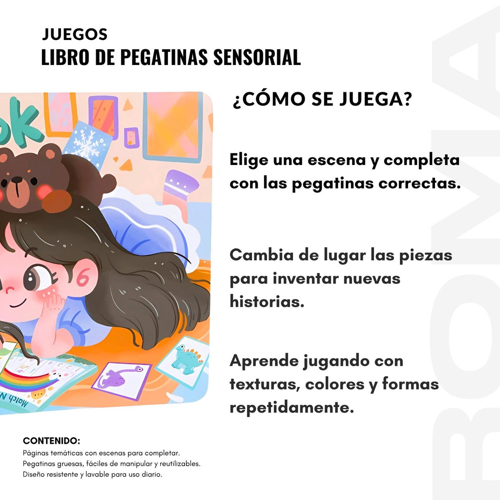 LIBRO DE PEGATINAS - SENSORIAL - JUEGO DIDÁTICO
