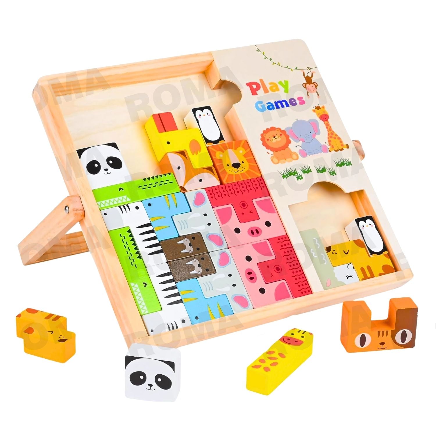 BLOQUES DE ANIMALES ENCAJABLES MADERA - JUEGO DIDÁTICO
