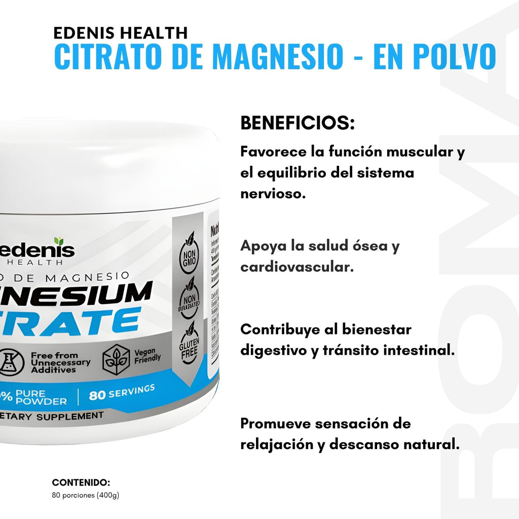 CITRATO DE MAGNESIO 400G EN POLVO EDENIS HEALTH