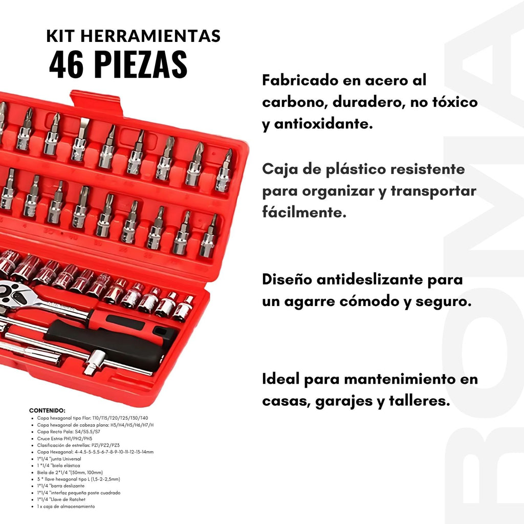KIT HERRAMIENTAS 46 PIEZAS