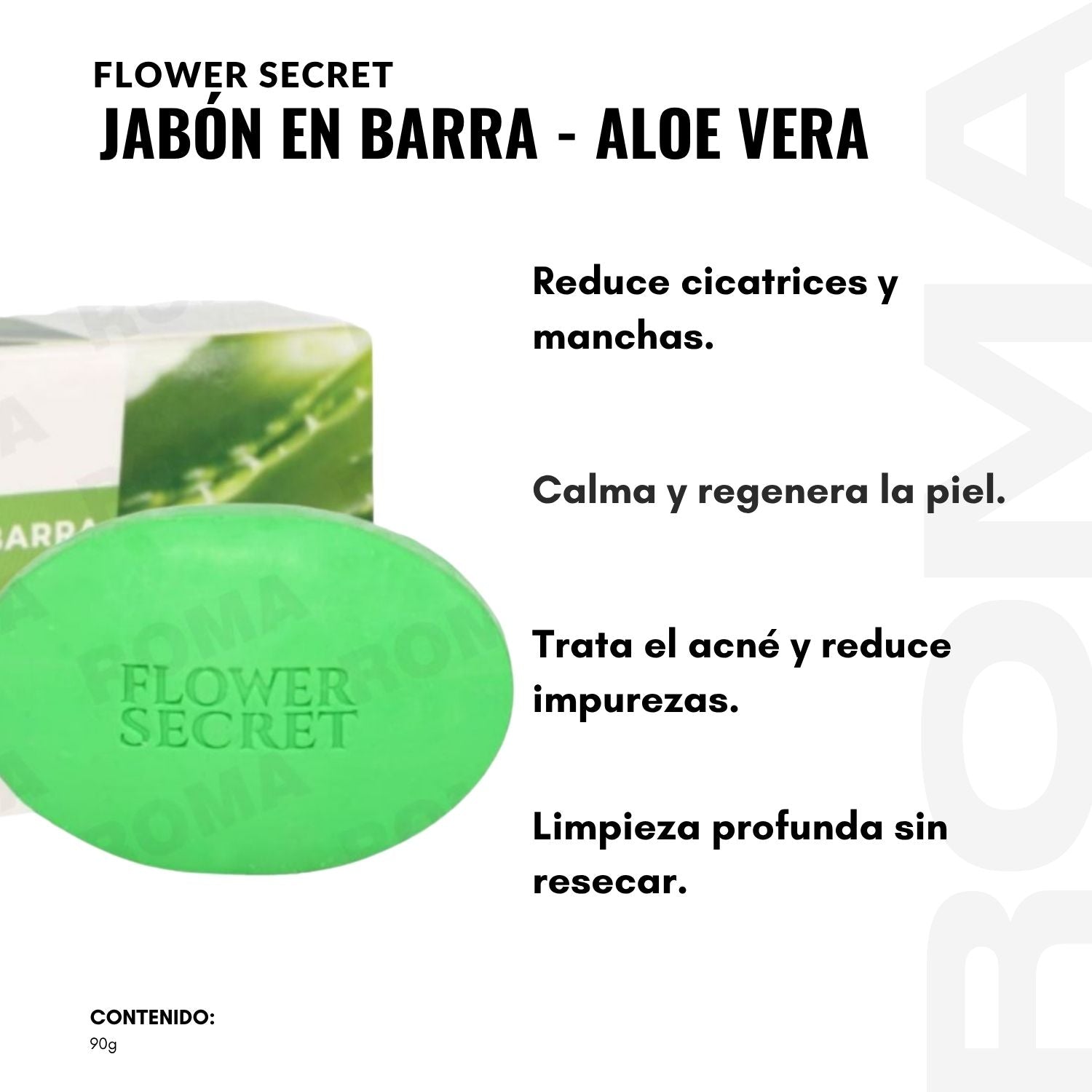 JABÓN EN BARRA AROMA A ALOE VERA 90G FLOWER SECRET
