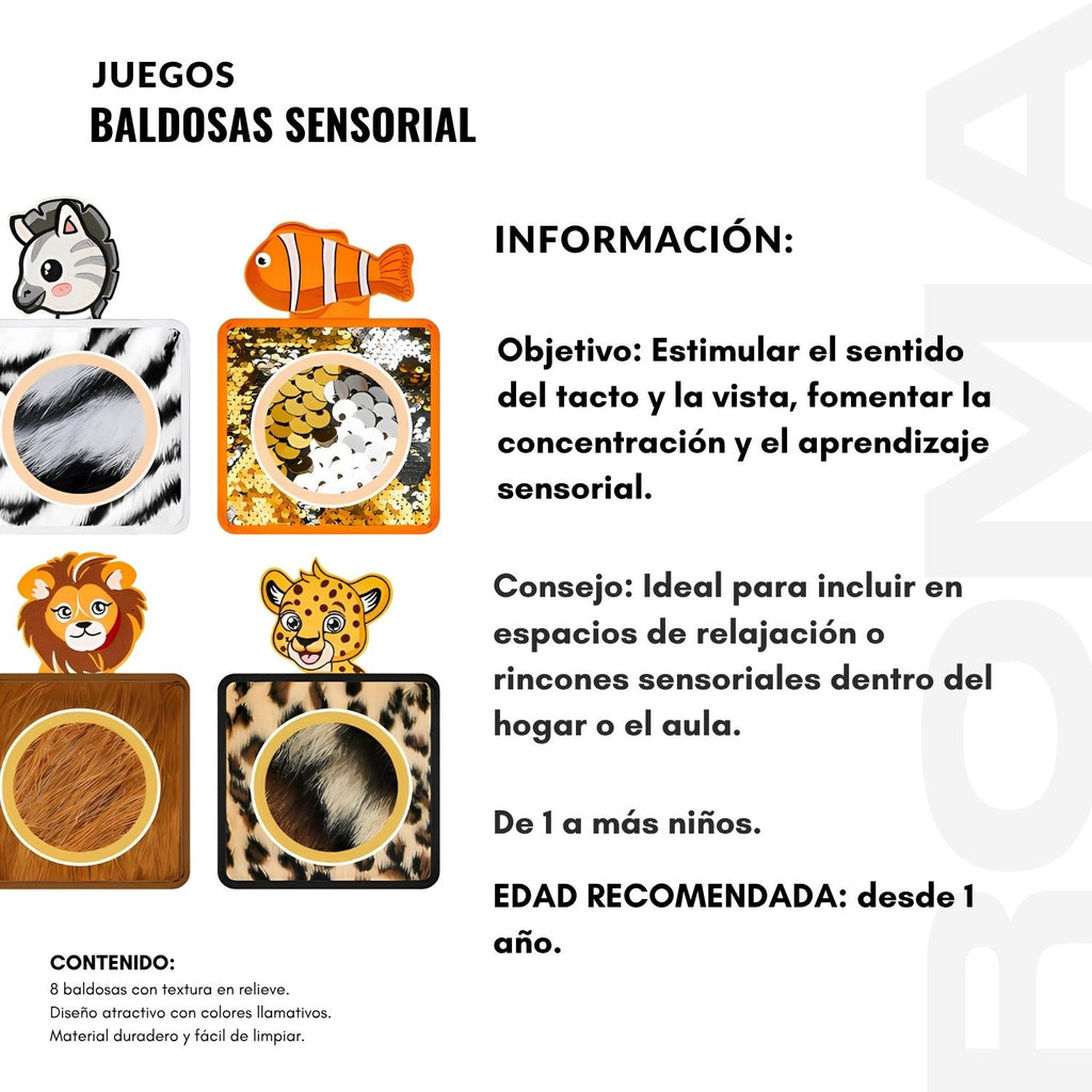 BALDOSAS SENSORIALES 8UND PARA BEBES Y NIÑOS - JUEGO DIDÁTICO