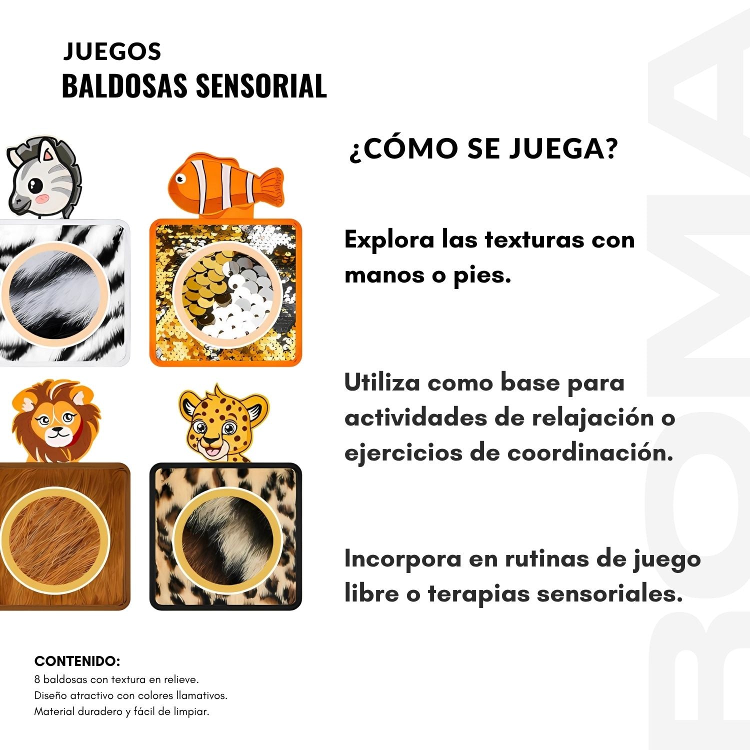 BALDOSAS SENSORIALES 8UND PARA BEBES Y NIÑOS - JUEGO DIDÁTICO