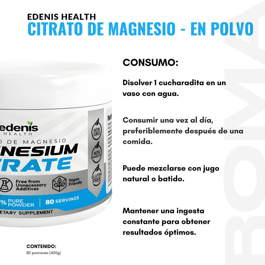 CITRATO DE MAGNESIO 400G EN POLVO EDENIS HEALTH
