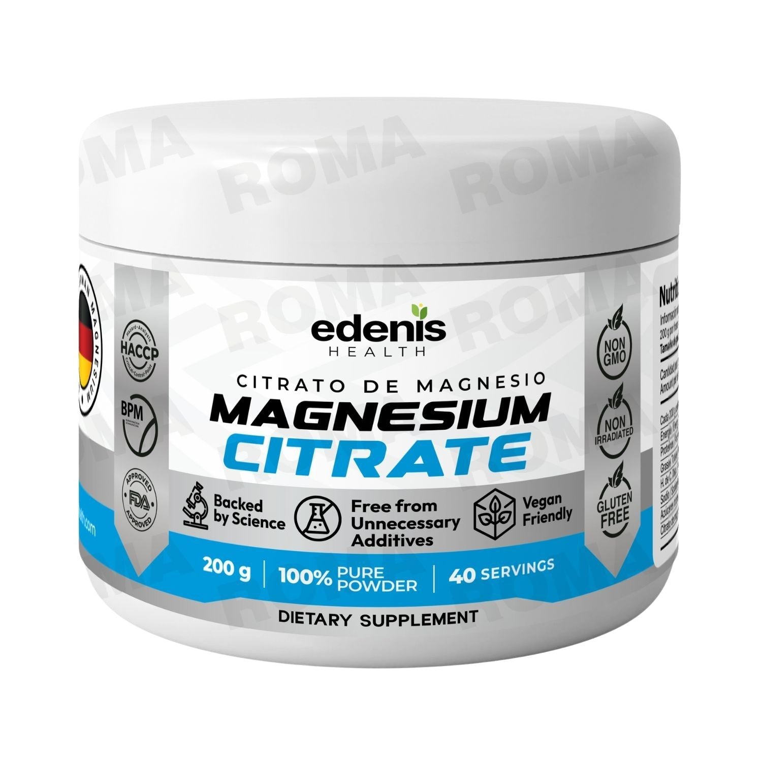 CITRATO DE MAGNESIO 200G EN POLVO EDENIS HEALTH