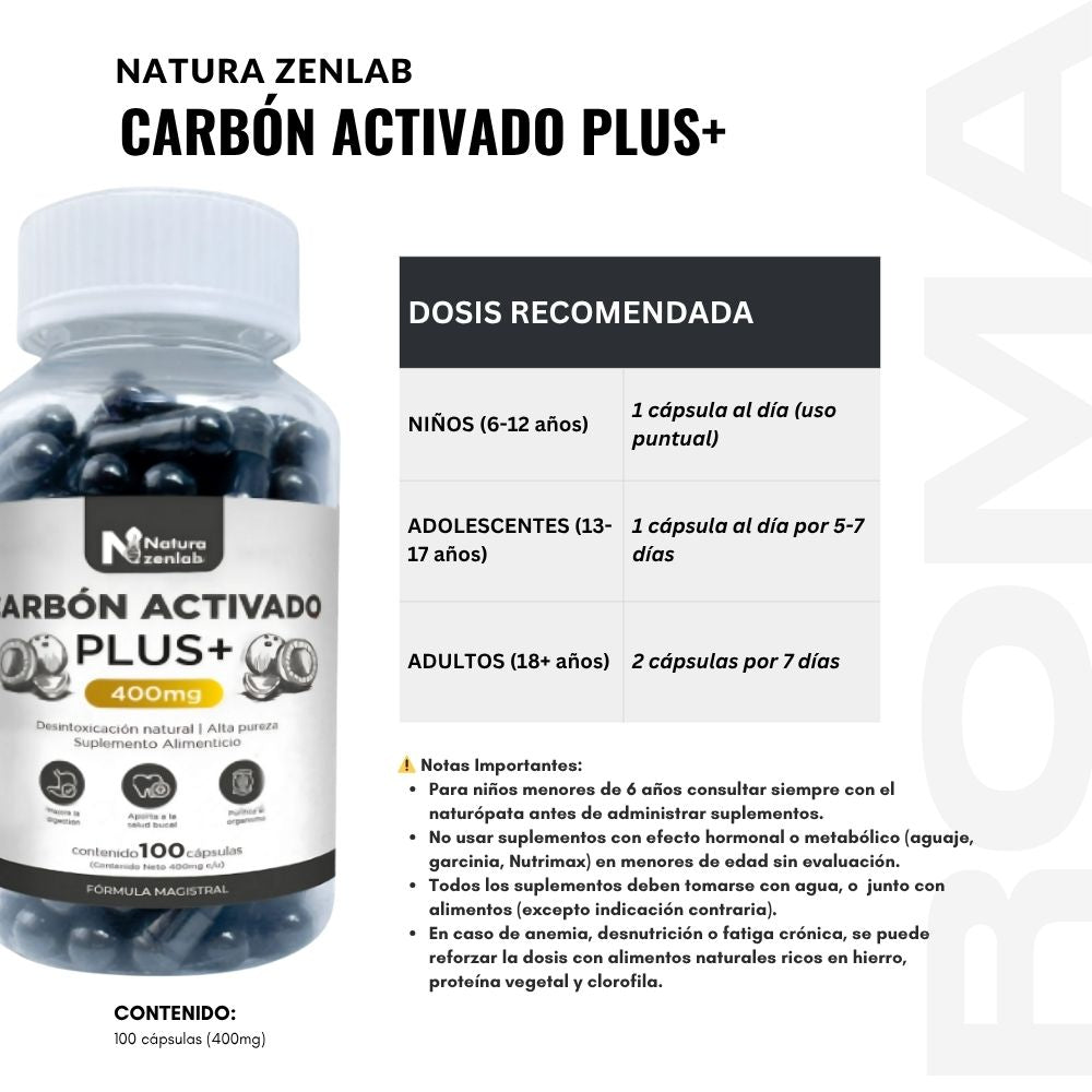 CARBÓN AC. PLUS+ 400MG