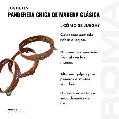 PANDERETA CHICA DE MADERA CLÁSICA