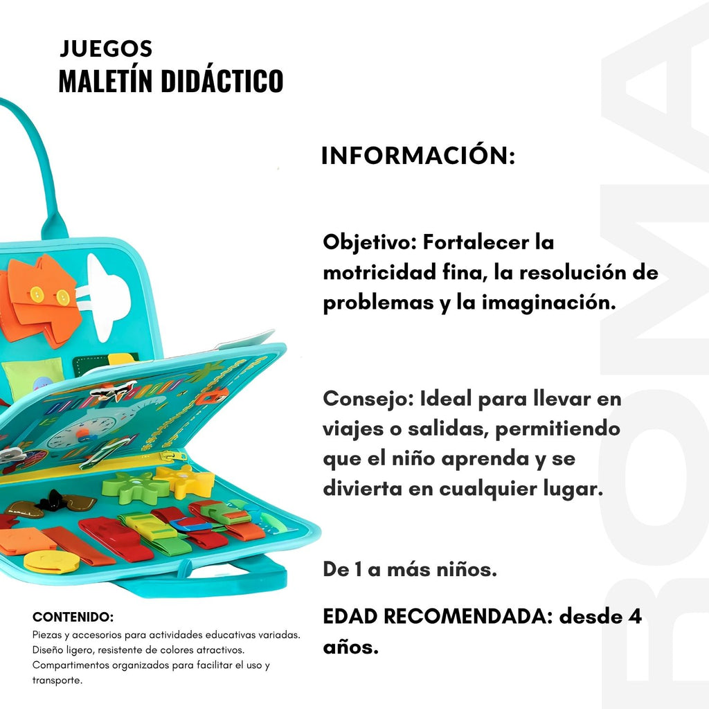 MALETÍN TABLERO DIDÁCTICO SENSORIAL - JUEGO DIDÁTICO