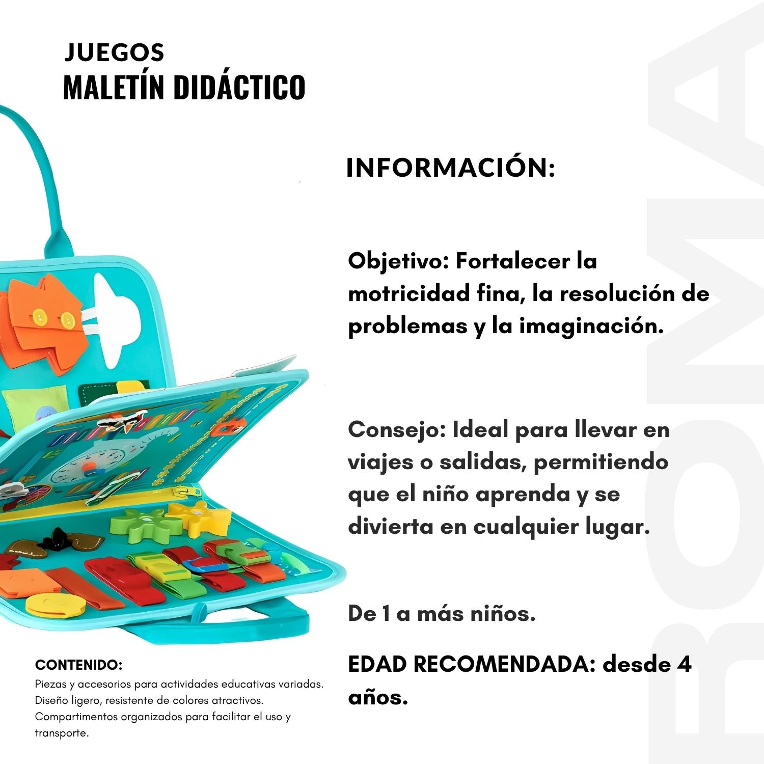 MALETÍN TABLERO DIDÁCTICO SENSORIAL - JUEGO DIDÁTICO