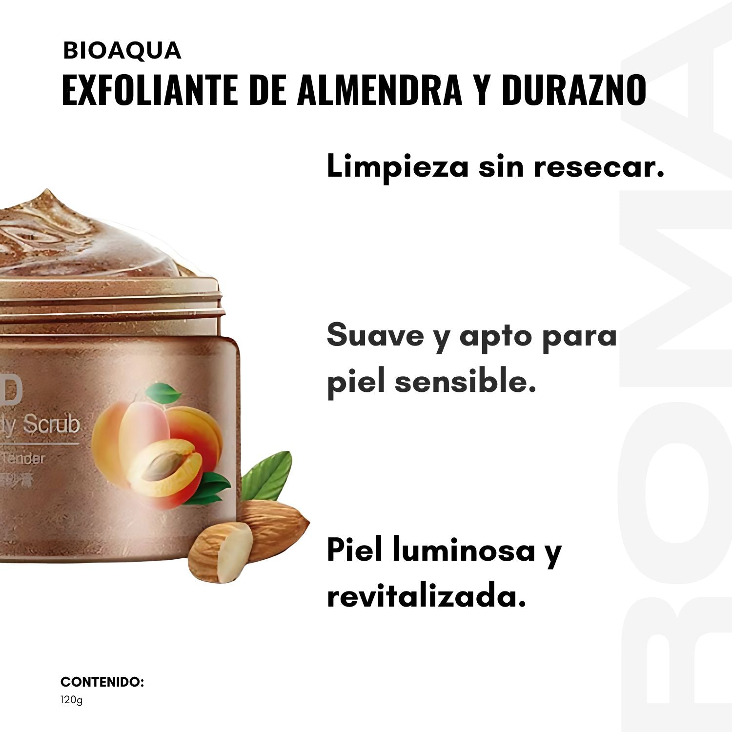 EXFOLIANTE DE ALMENDRAS Y DURAZNO BIOAQUA 120G