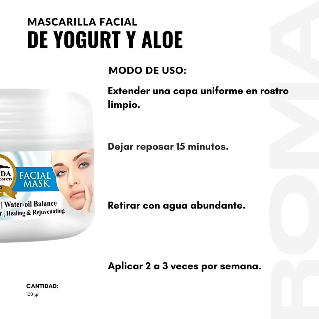 MASCARILLA FACIAL DE YOGURT Y ALOE VERA 100G NEVADA