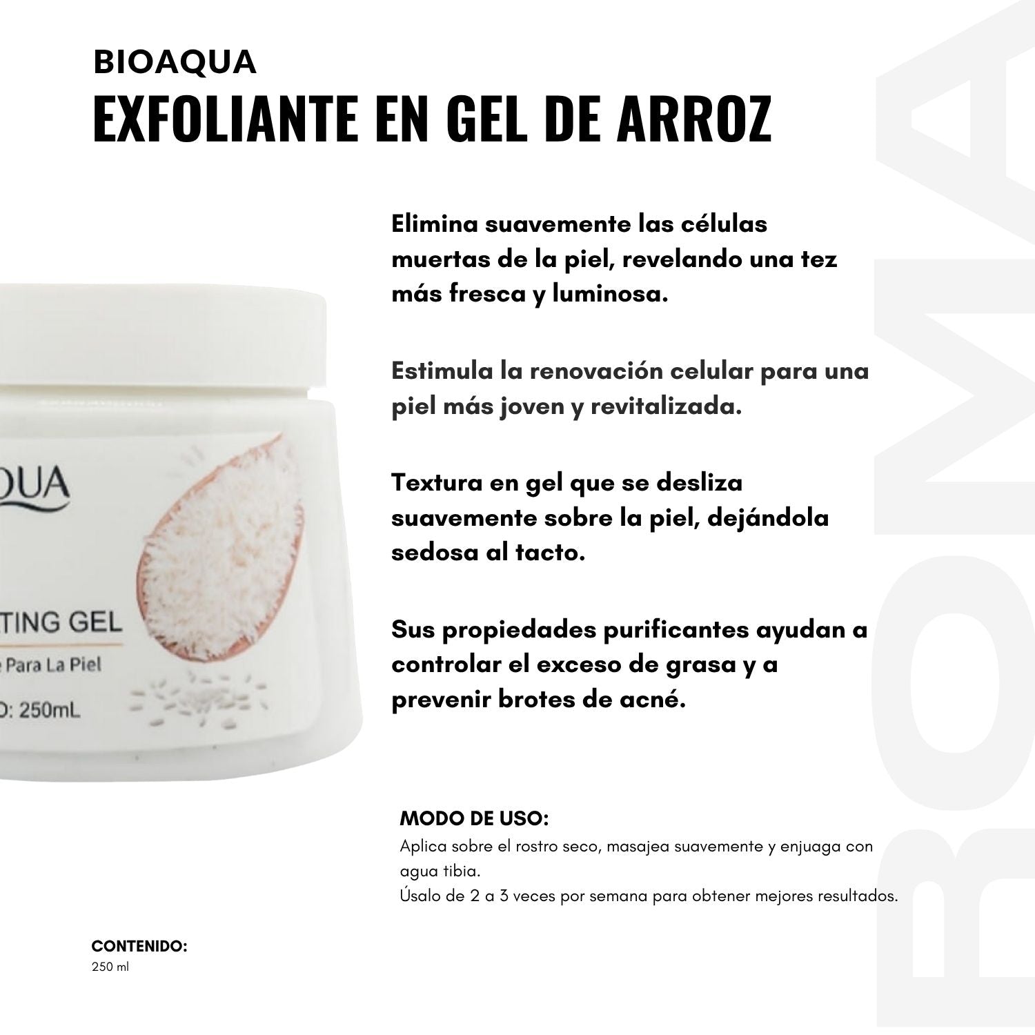 EXFOLIANTE EN GEL DE ARROZ BIOAQUA 250ML