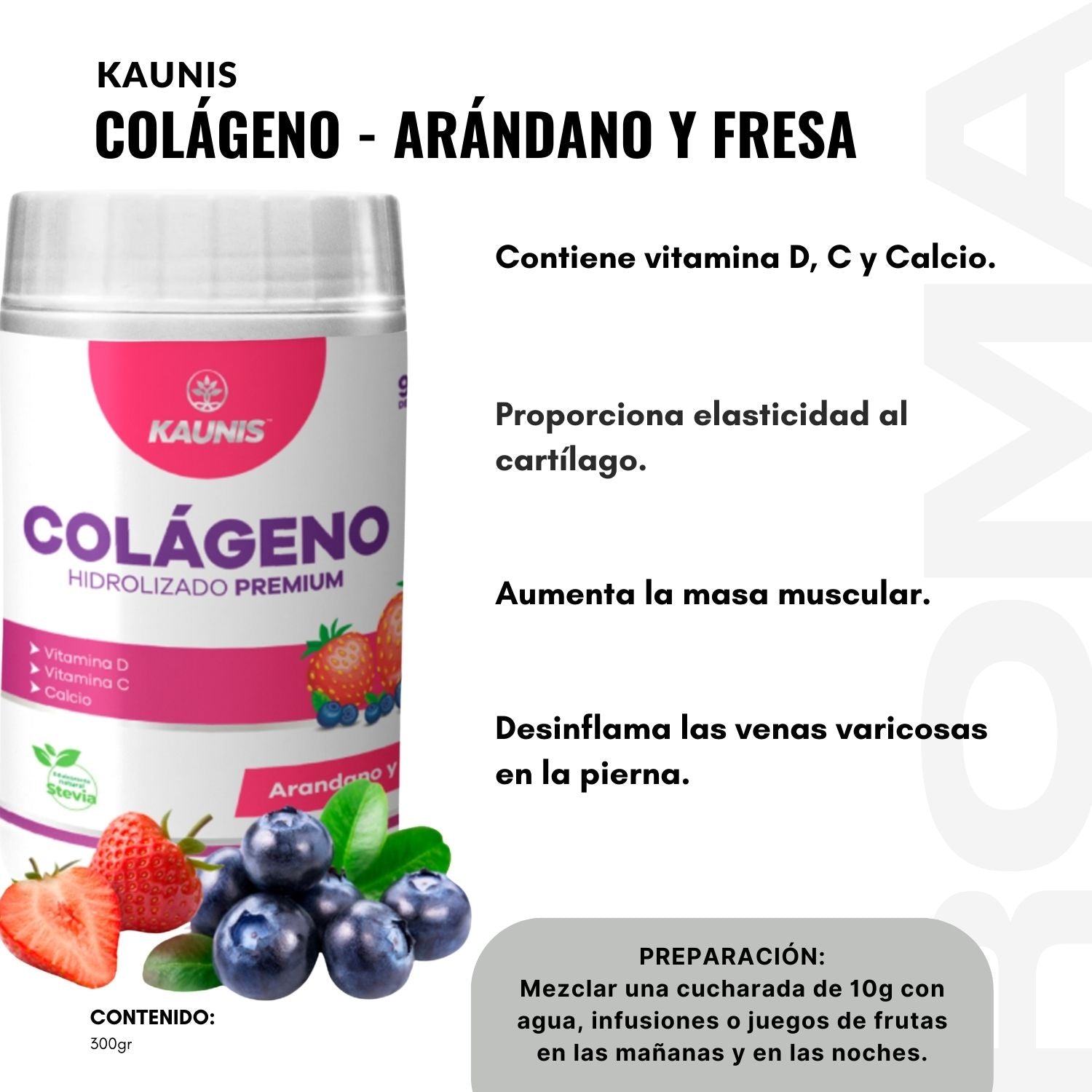 COLÁGENO HIDROLIZADO ARÁNDANOS Y FRESA 300G