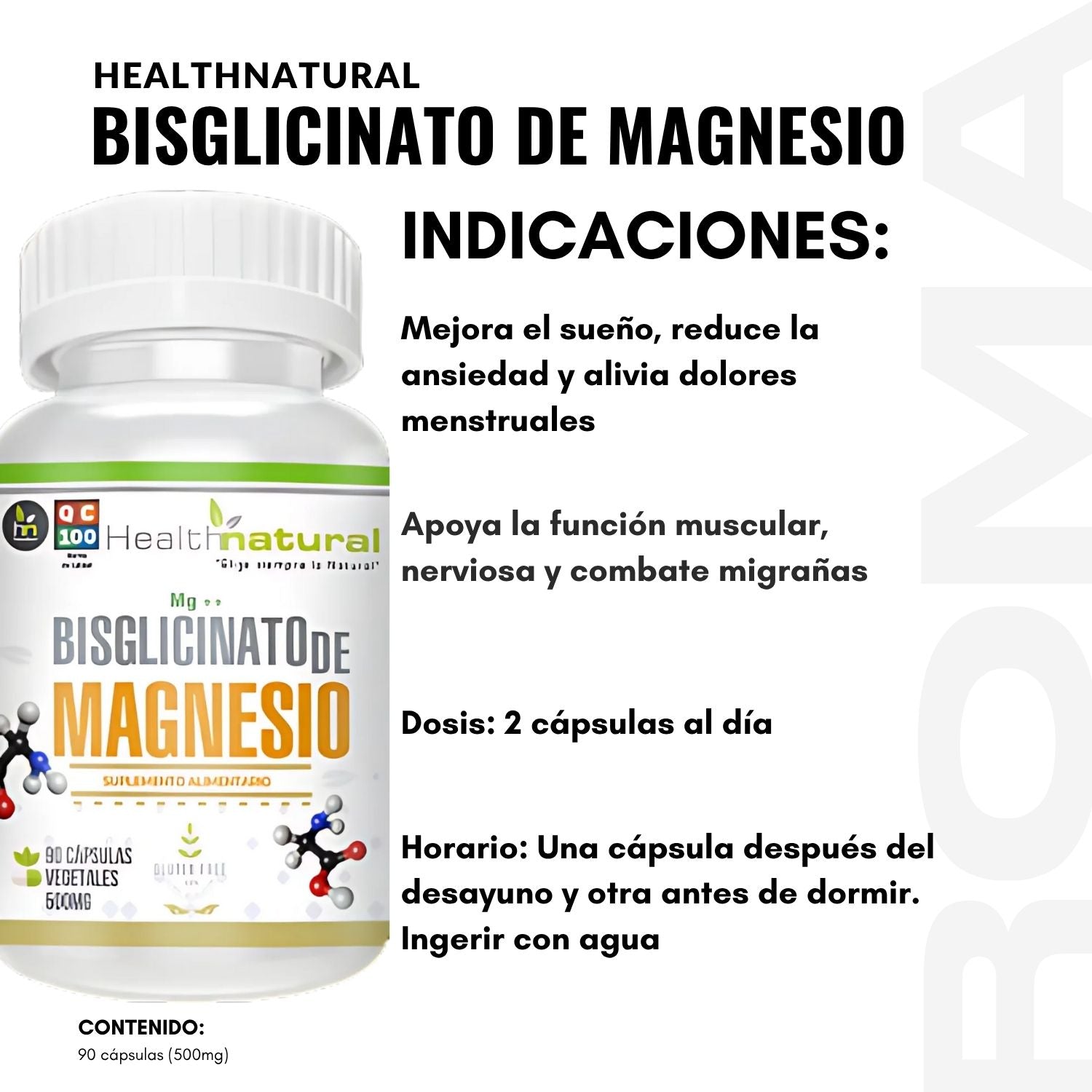 BISGLICINATO DE MAGNESIO HEALTHNATURAL 500MG