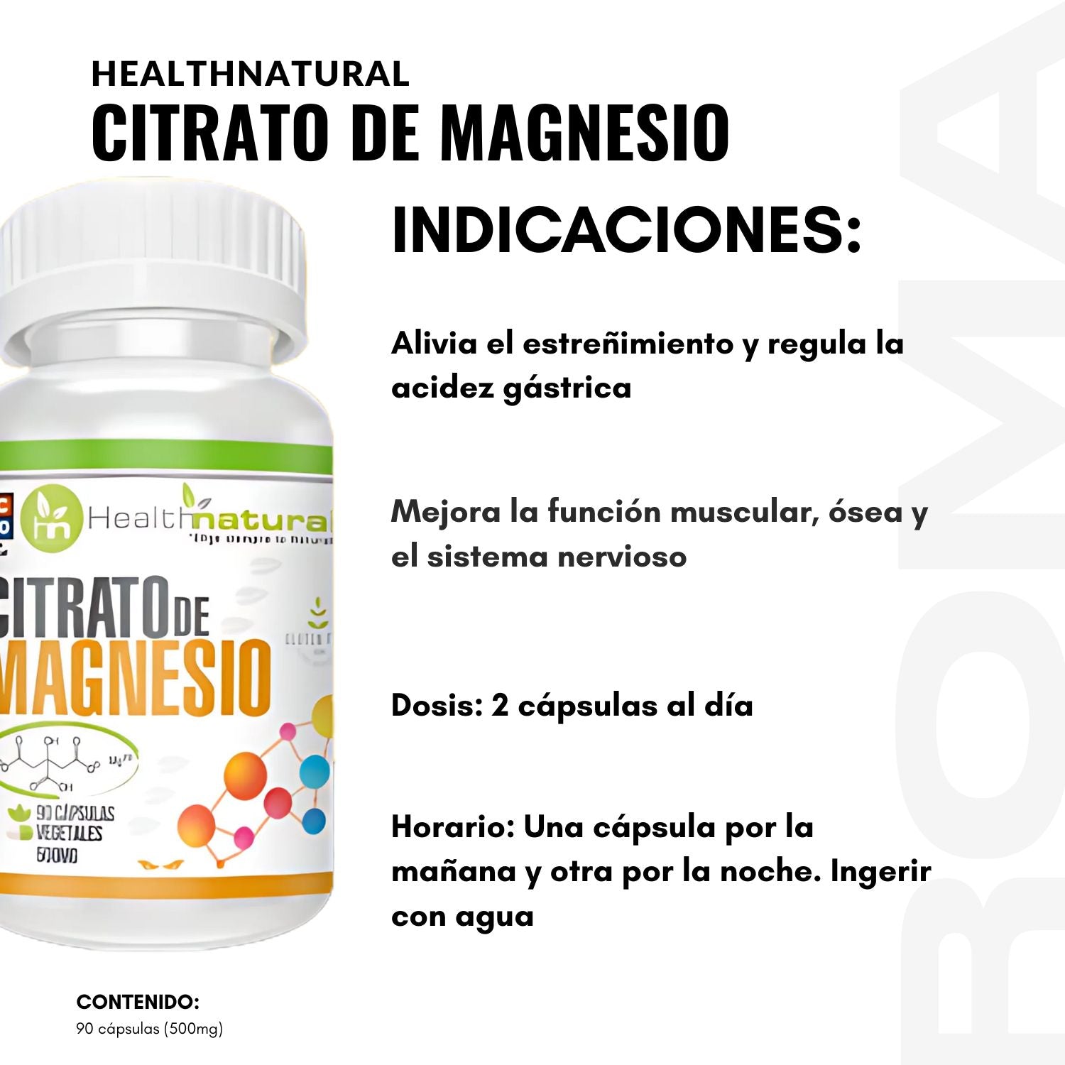 CITRATO DE MAGNESIO HEALTHNATURAL 500MG