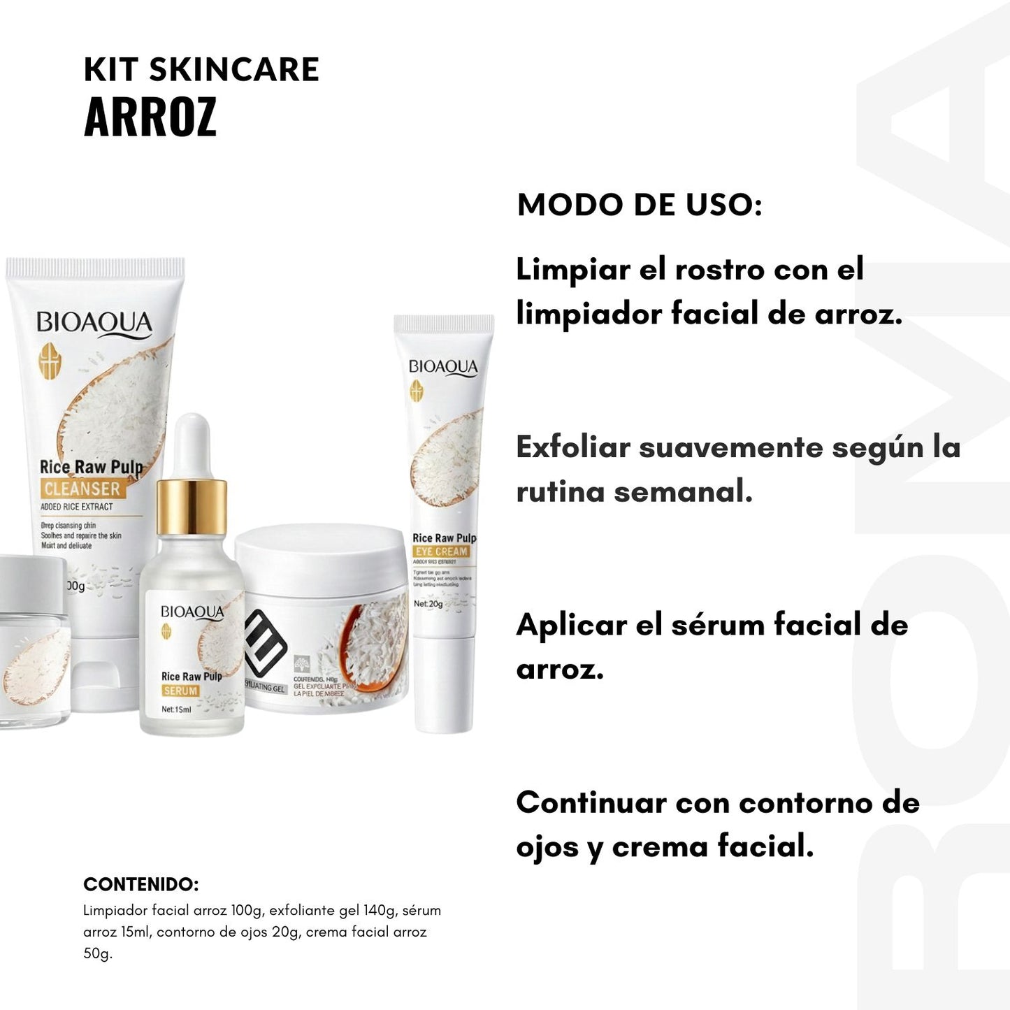 KIT SKINCARE ARROZ 5 PZS BIOAQUA