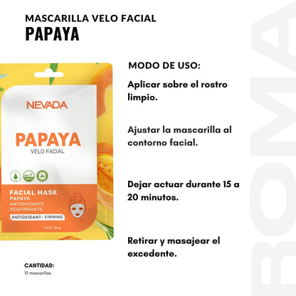 MASCARILLA FACIAL DE PAPAYA 10UND NEVADA