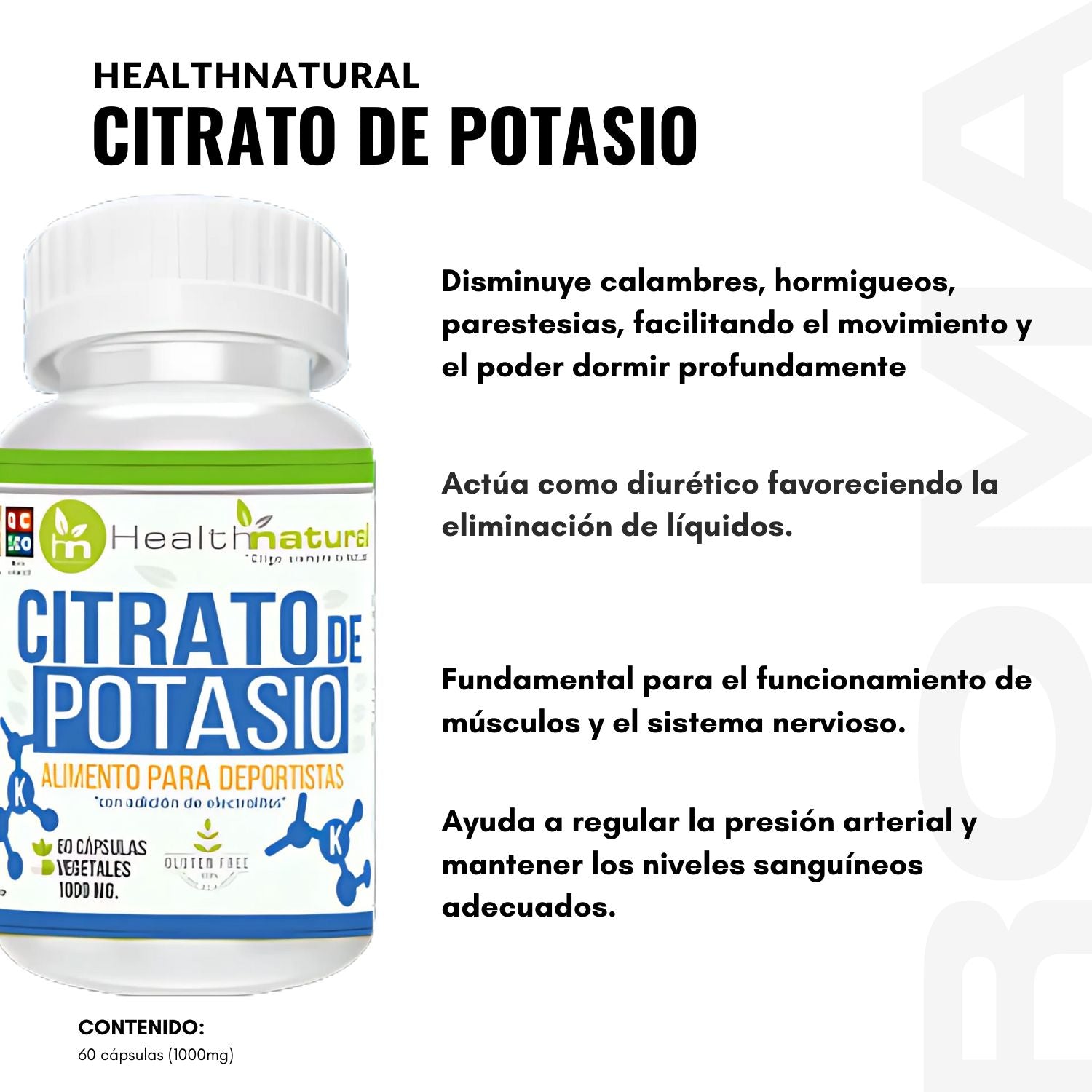 CITRATO DE POTASIO HEALTHNATURAL 1000MG