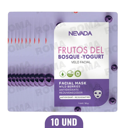 MASCARILLA FACIAL DE FRUTOS DEL BOSQUE 10UND NEVADA