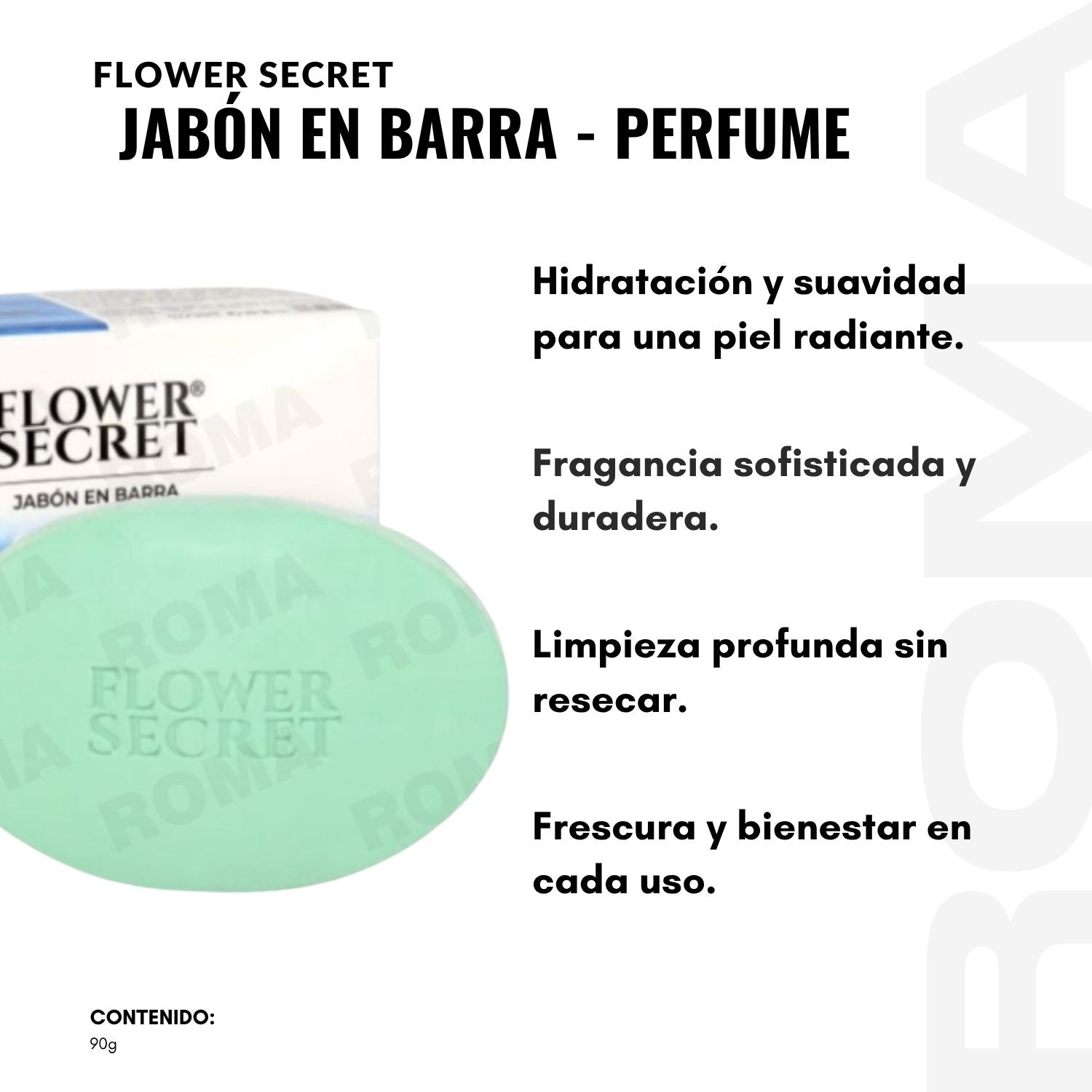 JABÓN EN BARRA AROMA A PERFUME 90G FLOWER SECRET