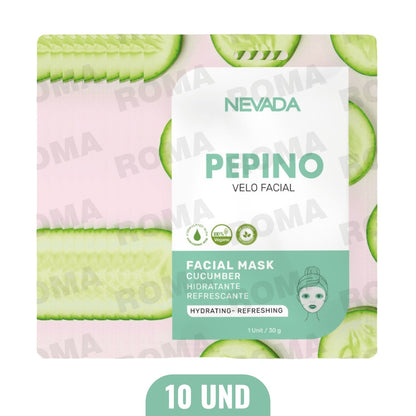 MASCARILLA FACIAL DE PEPINO 10UND NEVADA