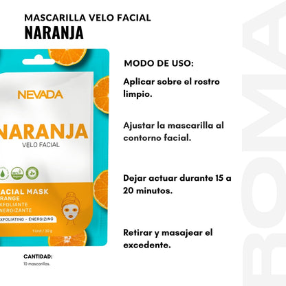 MASCARILLA FACIAL DE NARANJA 10UND NEVADA