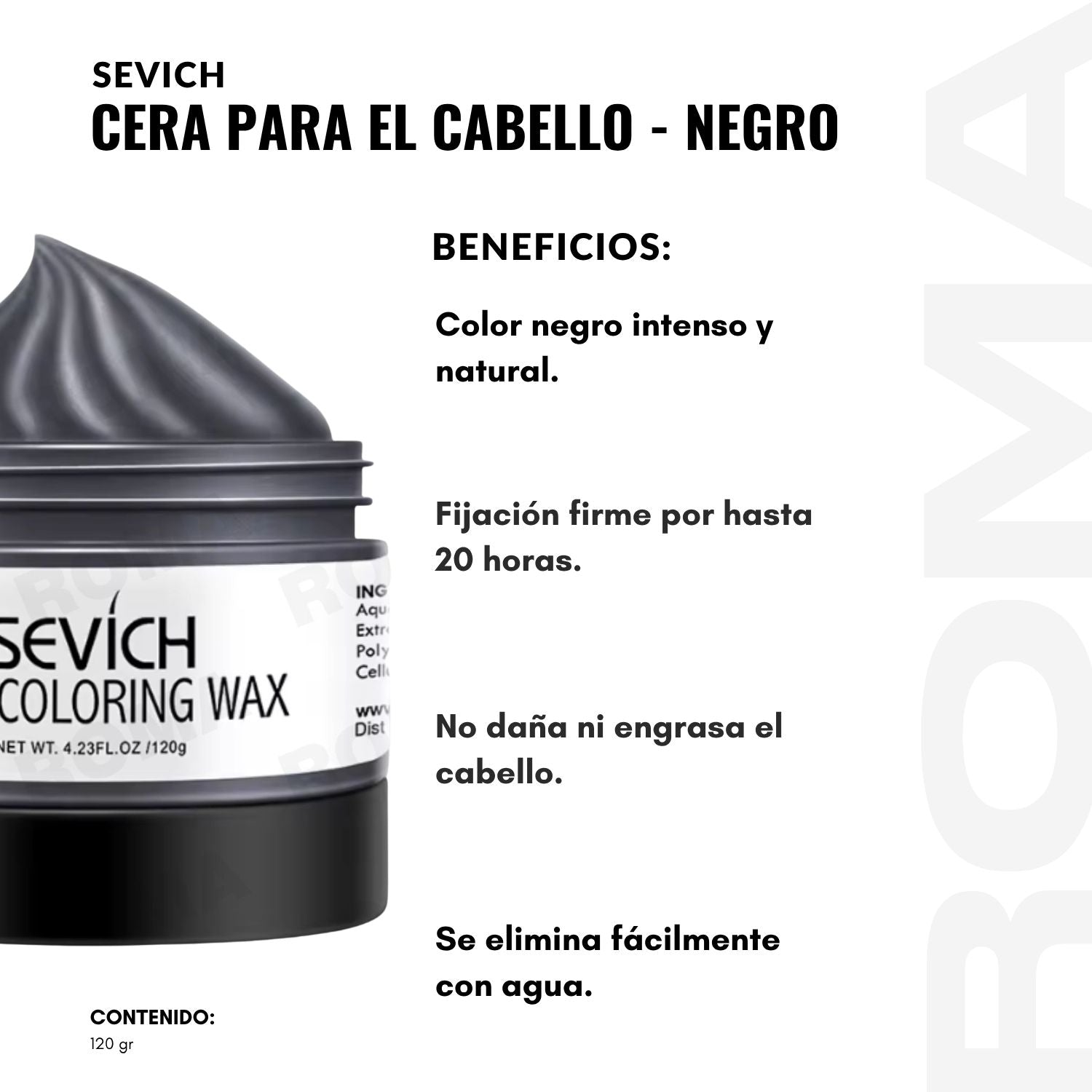 CERA PARA EL CABELLO DE COLORES SEVICH 120GR – NEGRO