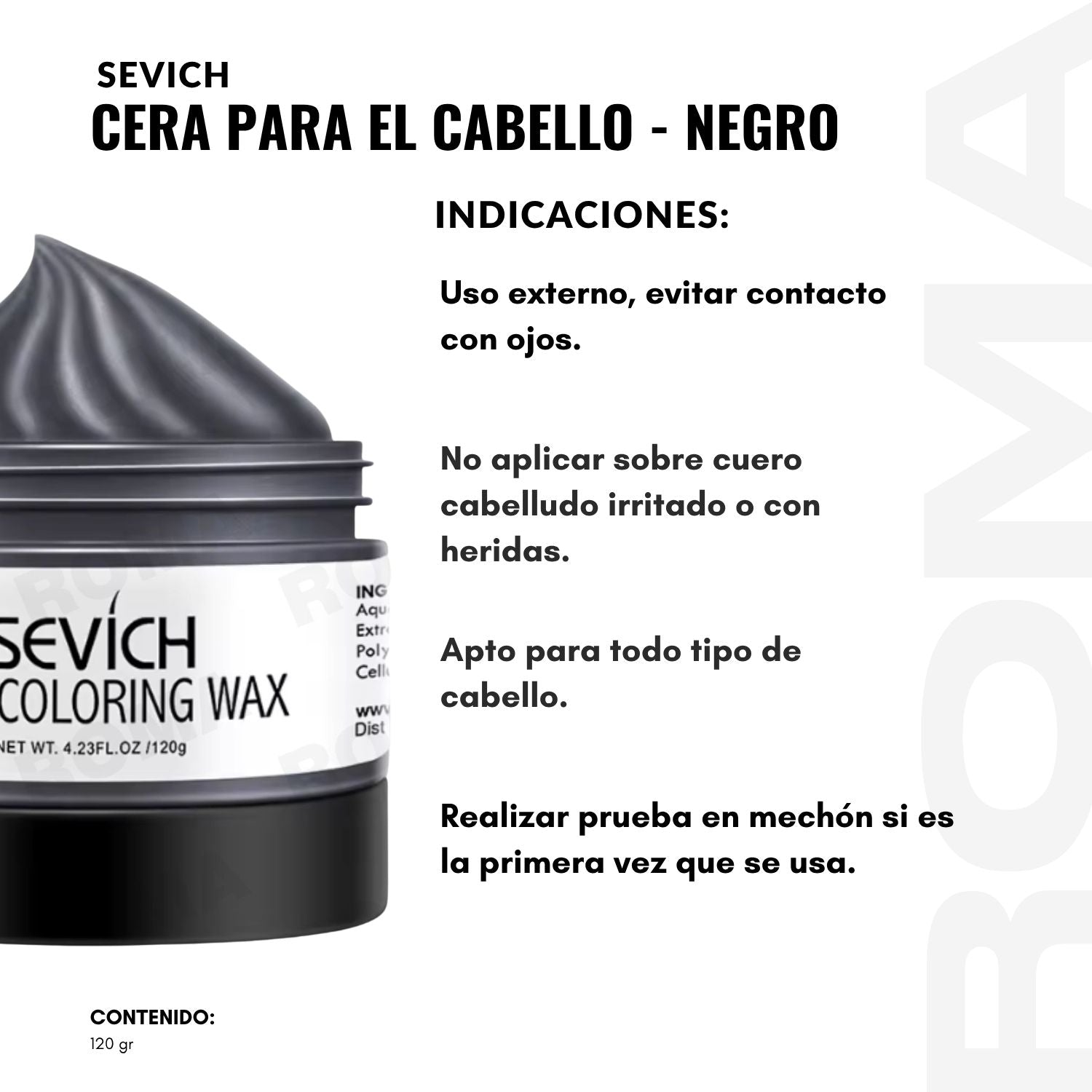 CERA PARA EL CABELLO DE COLORES SEVICH 120GR – NEGRO