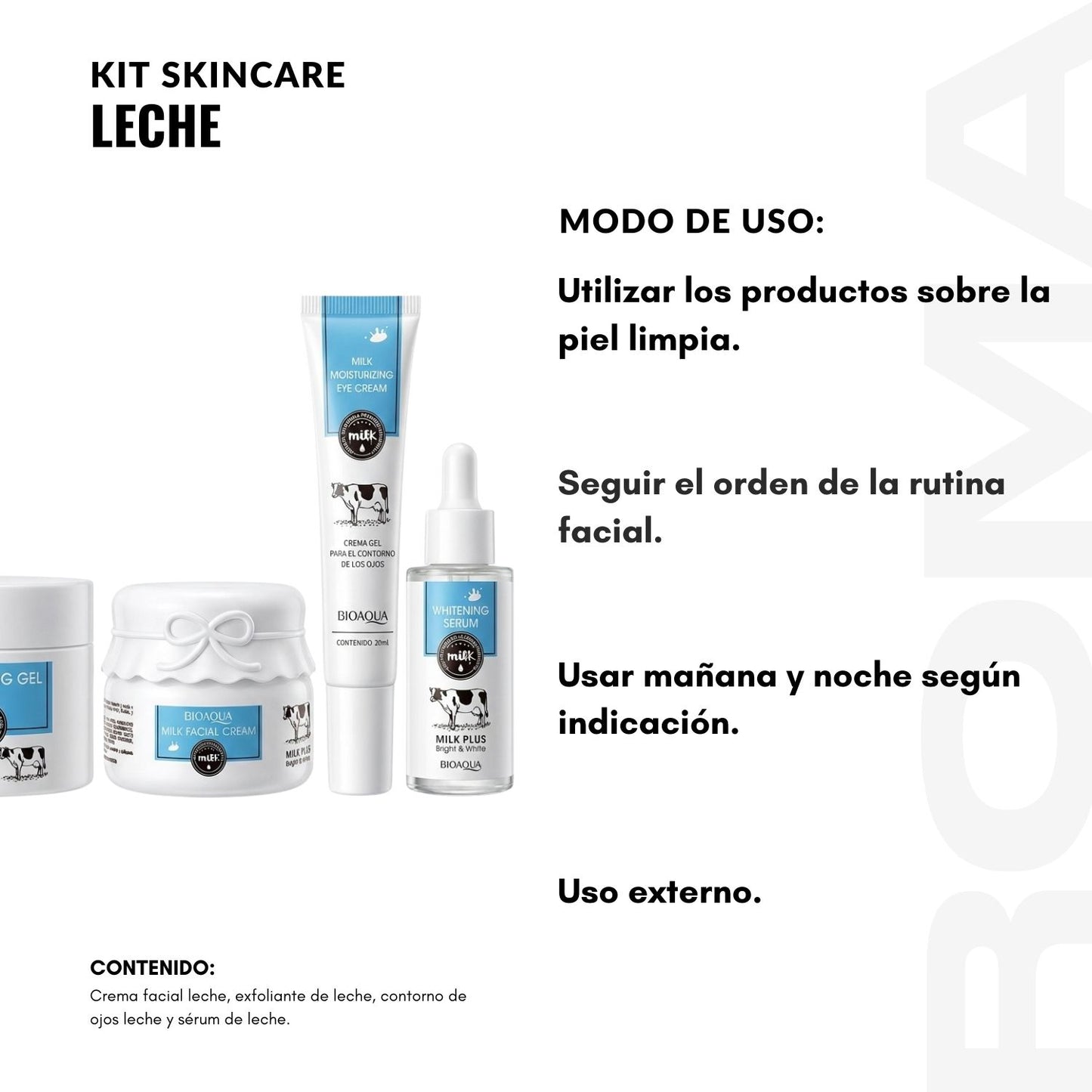 KIT SKINCARE LECHE 4 PZS BIOAQUA