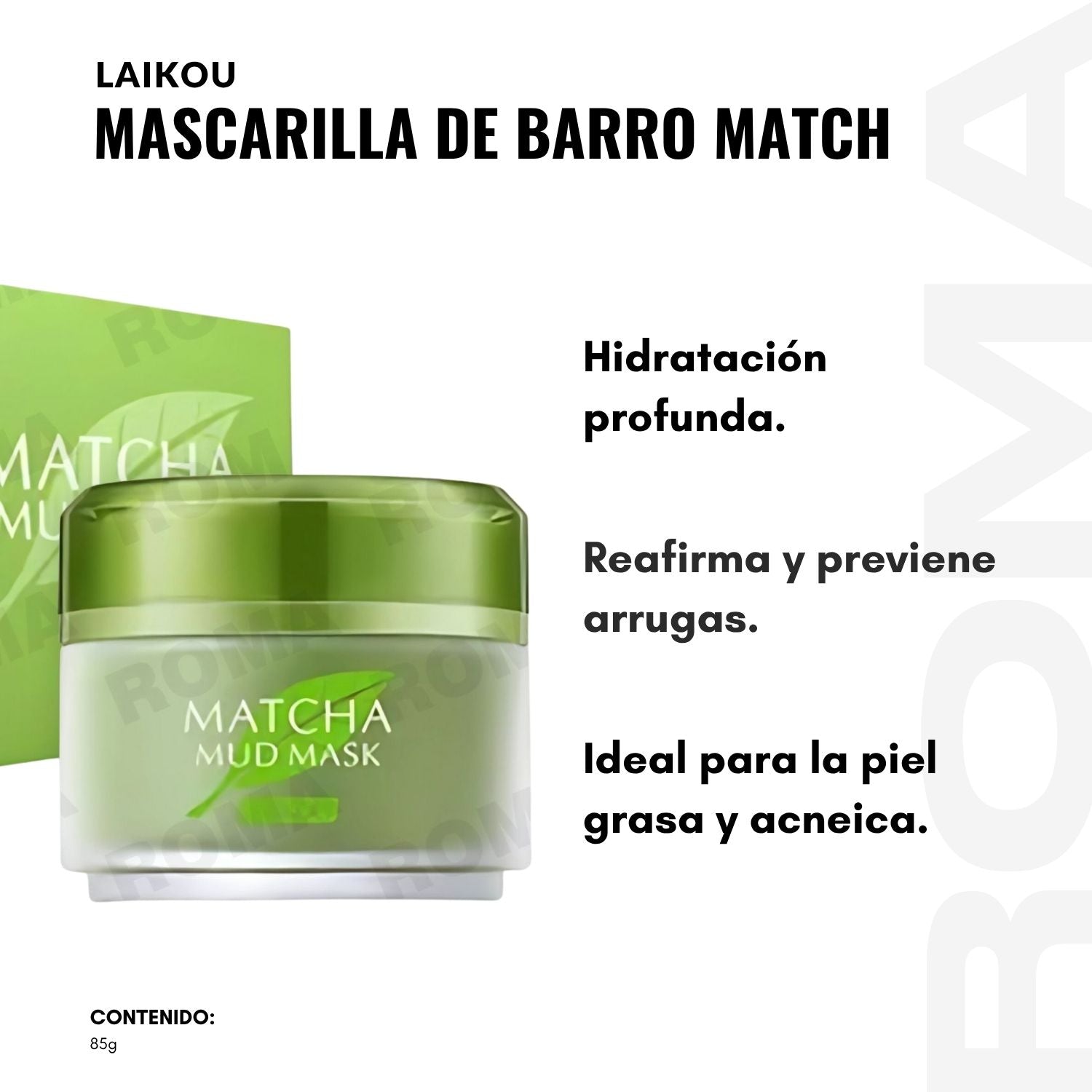 MASCARILLA DE BARRO FACIAL MATCHA LAIKOU 85G
