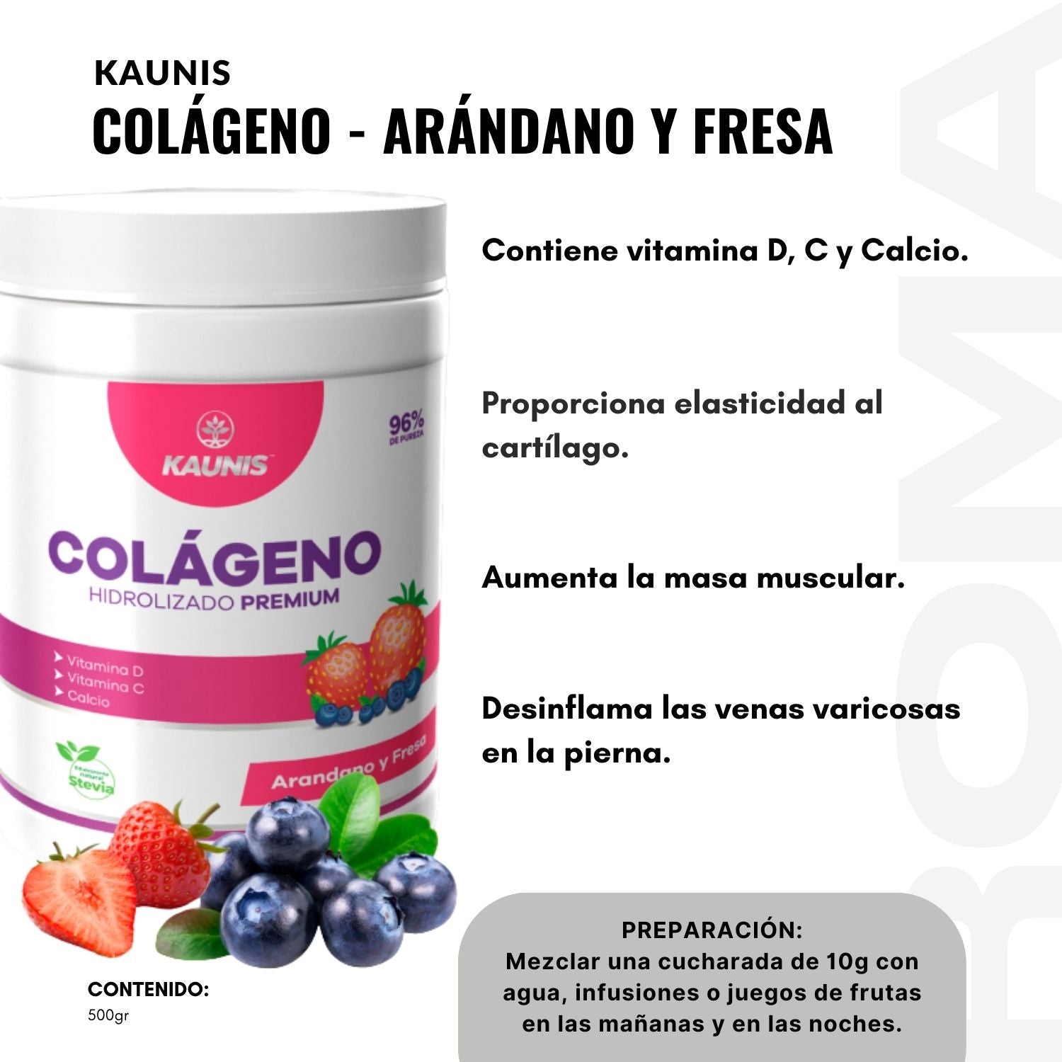 COLÁGENO HIDROLIZADO ARÁNDANOS Y FRESA 500G
