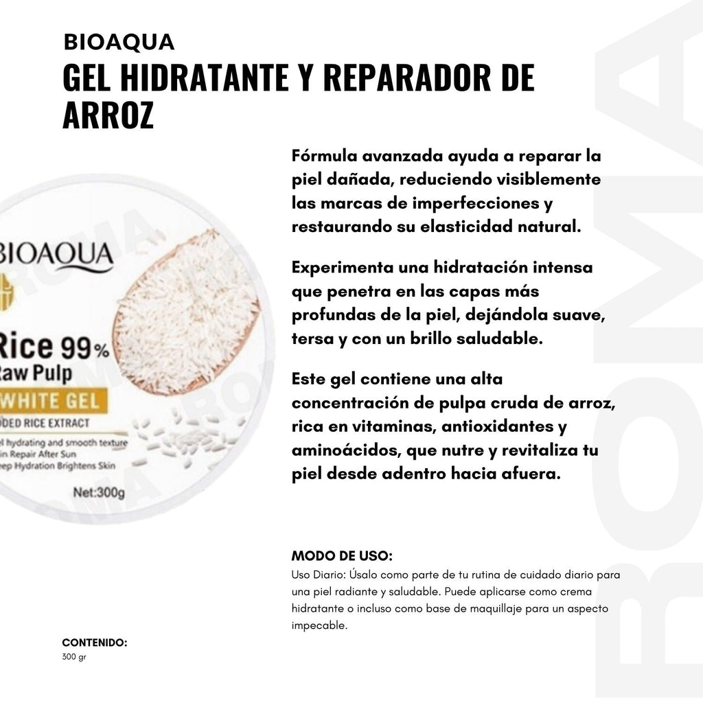 GEL HIDRATANTE Y REPARADOR FACIAL DE ARROZ BIOAQUA 300G