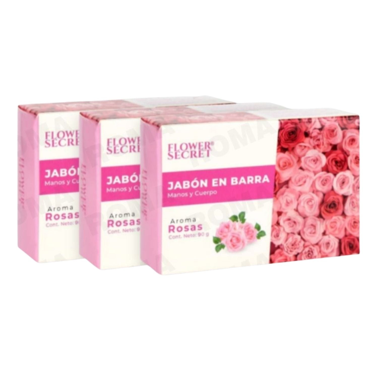 JABÓN EN BARRA AROMA A ROSAS 90G FLOWER SECRECT
