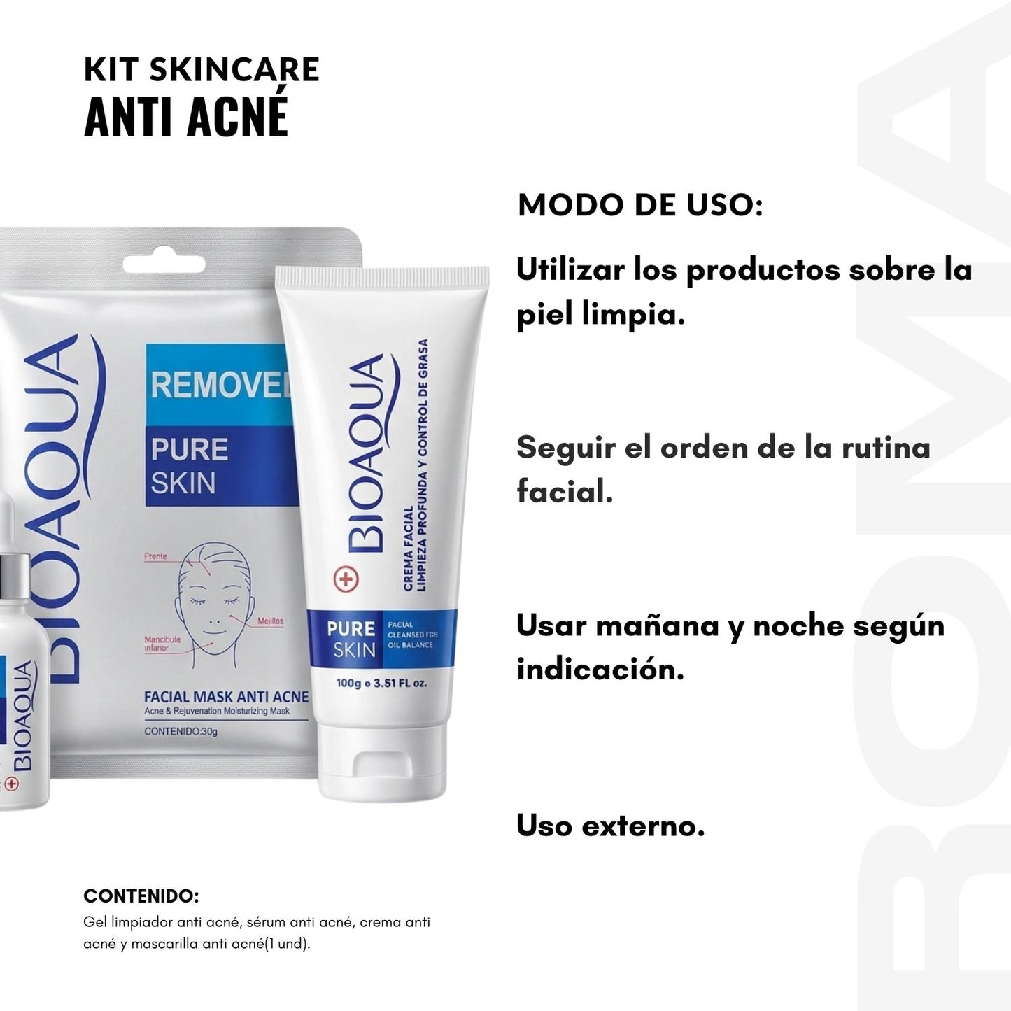KIT SKINCARE ANTI ACNÉ 4 PZS BIOAQUA