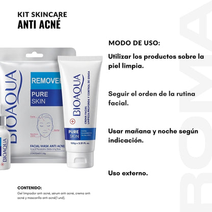 KIT SKINCARE ANTI ACNÉ 4 PZS BIOAQUA