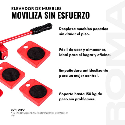 ELEVADOR DE MUEBLES MOVILIZA SIN ESFUERZO