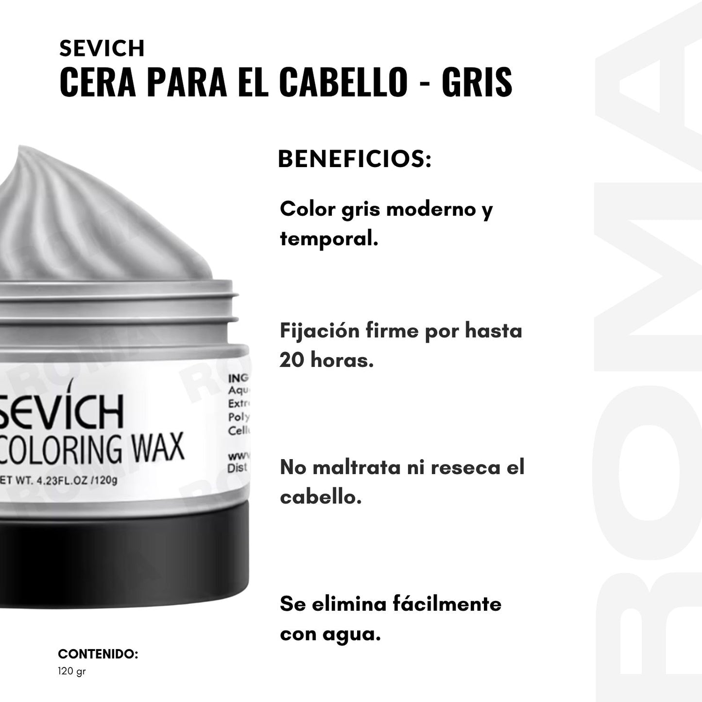 CERA PARA EL CABELLO DE COLORES SEVICH 120GR – GRIS