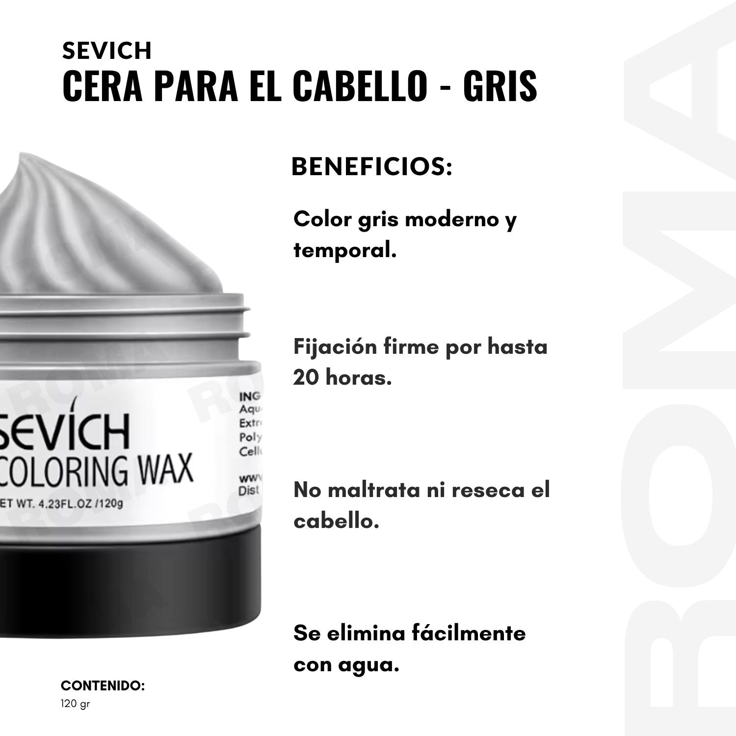 CERA PARA EL CABELLO DE COLORES SEVICH 120GR – GRIS