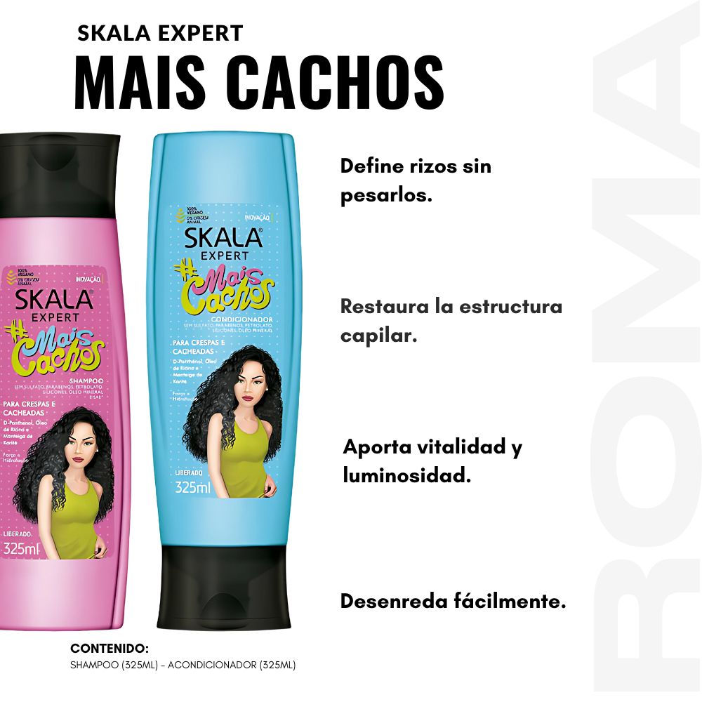 SHAMPOO + ACONDICIONADOR MAIS CACHOS SKALA EXPERT 325ML
