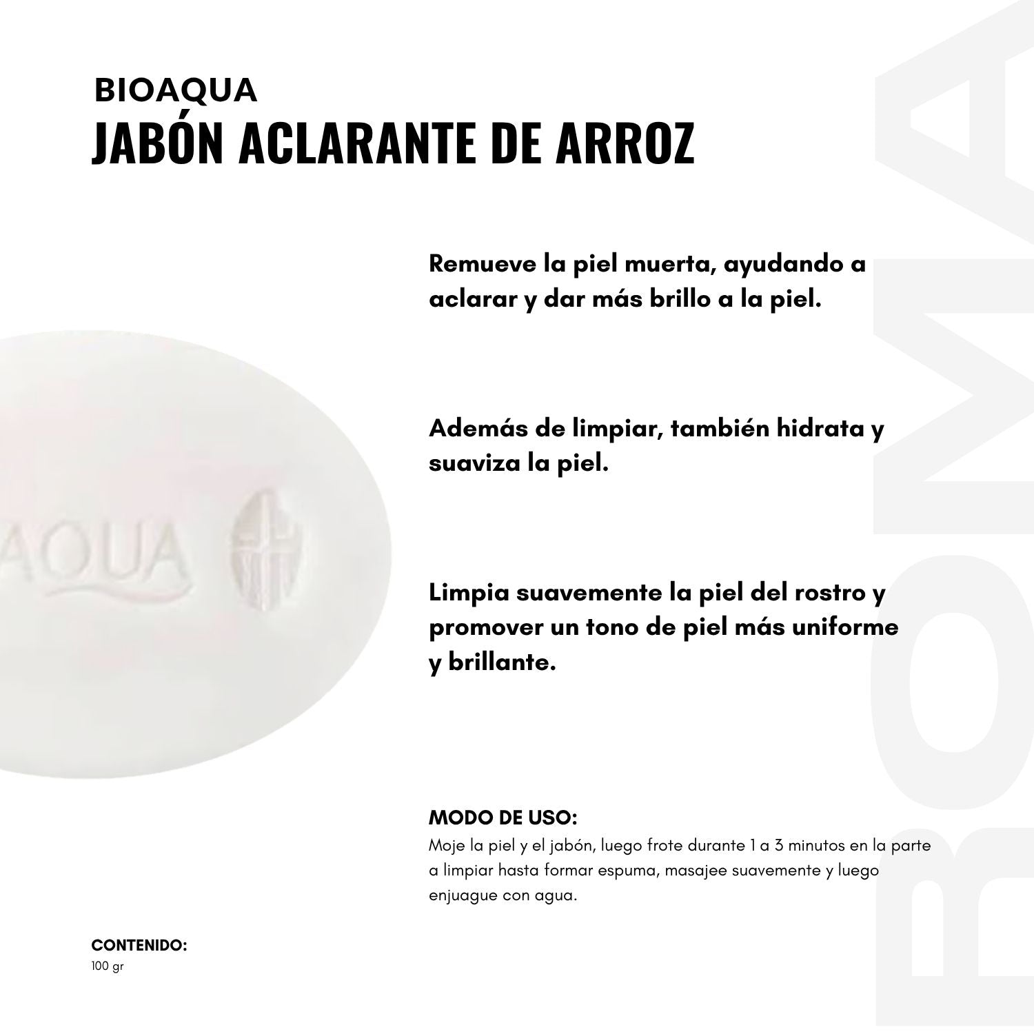 JABON ACLARANTE DE ARROZ BIOAQUA 100G